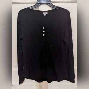 LuLaRoe Ruby Black Waffle Knit Top